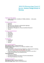 NUR 354 Pharmacology Exam &num;3 Review  Arizona College School of Nursing  Questions And Answers Rated A&plus; New Update Assured Satisfaction&NewLine;&NewLine;