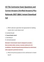 CO Tile Contractor Exam Questions and &NewLine;Correct Answers &lpar;Verified Answers&rpar; Plus &NewLine;Rationale 2027 Q&A&vert; Instant Download &NewLine;Pdf
