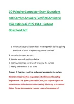 CO Painting Contractor Exam Questions &NewLine;and Correct Answers &lpar;Verified Answers&rpar; &NewLine;Plus Rationale 2027 Q&A&vert; Instant &NewLine;Download Pdf