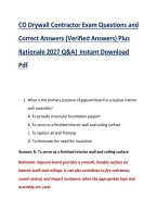 CO Drywall Contractor Exam Questions and &NewLine;Correct Answers &lpar;Verified Answers&rpar; Plus &NewLine;Rationale 2027 Q&A&vert; Instant Download &NewLine;Pdf 