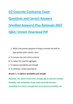 CO Concrete Contractor Exam &NewLine;Questions and Correct Answers &NewLine;&lpar;Verified Answers&rpar; Plus Rationale 2027 &NewLine;Q&A&vert; Instant Download Pdf