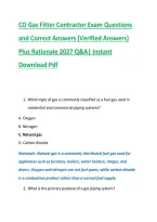 CO Gas Fitter Contractor Exam Questions &NewLine;and Correct Answers &lpar;Verified Answers&rpar; &NewLine;Plus Rationale 2027 Q&A&vert; Instant &NewLine;Download Pdf