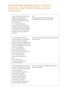Mental Health Nursing Exam 1&colon; Practice Questions&comma; High-Yield Concepts & Exam Preparation