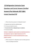 CO Refrigeration Contractor Exam &NewLine;Questions and Correct Answers &lpar;Verified &NewLine;Answers&rpar; Plus Rationale 2027 Q&A&vert; &NewLine;Instant Download Pdf
