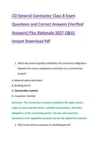 CO General Contractor Class B Exam &NewLine;Questions and Correct Answers &lpar;Verified &NewLine;Answers&rpar; Plus Rationale 2027 Q&A&vert; &NewLine;Instant Download Pdf