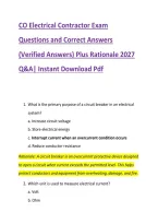 CO Electrical Contractor Exam &NewLine;Questions and Correct Answers &NewLine;&lpar;Verified Answers&rpar; Plus Rationale 2027 &NewLine;Q&A&vert; Instant Download Pdf 