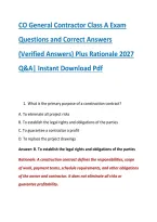 CO General Contractor Class A Exam &NewLine;Questions and Correct Answers &NewLine;&lpar;Verified Answers&rpar; Plus Rationale 2027 &NewLine;Q&A&vert; Instant Download Pdf