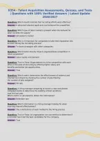 D354 - Talent Acquisition Assessments&comma; Quizzes&comma; and Tests&NewLine;&vert; Questions with 100&percnt; Verified Answers &vert; Latest Update&NewLine;2026&sol;2027