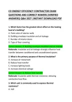 CO Energy Efficiency Contractor Exam Questions and Correct Answers