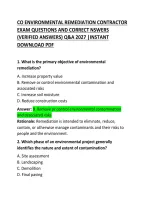CO Environmental Remediation Contractor Exam Questions and Correct Answers