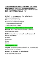 CO Fiber Optics Contractor Exam Questions and Correct Answer