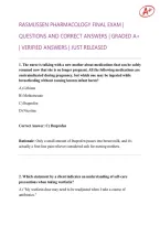 RASMUSSEN PHARMACOLOGY FINAL EXAM &vert; &NewLine;QUESTIONS AND CORRECT ANSWERS &vert; GRADED A&plus; &NewLine;&vert; VERIFIED ANSWERS &vert; JUST RELEASED