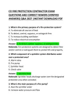 CO Fire Protection Contractor Exam Questions and Correct Answers