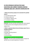 CO Fire Sprinkler Contractor Exam Questions and Correct Answers