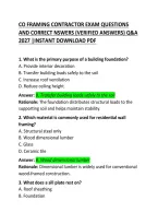 CO Framing Contractor Exam Questions and Correct Answers