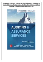 Test Bank for Auditing & Assurance Services 9th Edition 2026 Release by Timothy J&period; Louwers&comma; Penelope Bagley&comma; Allen Blay&comma; Jerry R&period; Strawser & Jay C&period; Thibodeau &ndash; Complete Practice Questions & Answers