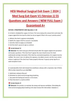 HESI Medical Surgical Exit Exam &vert; 2024 &vert; &NewLine;Med Surg Exit Exam V1 &lpar;Version 1&rpar; 55 &NewLine;Questions and Answers &lpar; NEW FULL Exam &rpar; &NewLine;Guaranteed A&plus; 