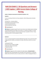 NUR 254 EXAM 2 &vert; 50 Questions and Answers &NewLine;&vert; 2025 Update &vert; 100&percnt; Correct-Galen College of &NewLine;Nursing&period; 