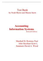 Test Bank for Accounting Information Systems &lpar;16th Edition&rpar; by Marshall B&period; Romney&comma; Paul J&period; Steinbart&comma; Scott L&period; Summers&comma; and David A&period; Wood