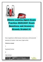 Illinois Leasing Agent Exam 2026&sol;2027 &vert; 70&plus; Questions & Answers &vert; Contracts&comma; Leases&comma; Property & Antitrust Law &vert; Illinois Real Estate Leasing Agent