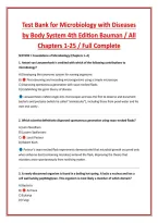 Test Bank for Microbiology with Diseases &NewLine;by Body System 4th Edition Bauman &sol; All &NewLine;Chapters 1-25 &sol; Full Complete