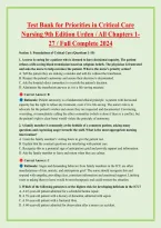 Test Bank for Priorities in Critical Care &NewLine;Nursing 9th Edition Urden &sol; All Chapters 1&NewLine;27 &sol; Full Complete 2024