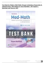 Test Bank for Henke&rsquo;s Med-Math&colon; Dosage Calculation&comma; Preparation & Administration 10th Edition by Susan Buchholz &ndash; All Chapters