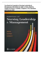 Test Bank for Essentials of Nursing Leadership & Management 8th Edition by Sally A&period; Weiss&comma; Ruth M&period; Tappen & Karen A&period; Grimley &ndash; Chapters 1-16