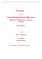 Test Bank for Understanding Human Differences&colon; Multicultural Education for a Diverse America &lpar;6th Edition&rpar; by Kent L&period; Koppelman