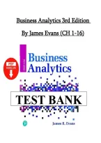 Test Bank for Business Analytics 3rd Edition by James R&period; Evans &vert; Chapters 1&ndash;16