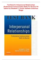 Test Bank for Interpersonal Relationships &lpar;Professional Communication Skills For Nurses&rpar; 7th Edition by Elizabeth C&period; Arnold&semi; Kathleen Underman Boggs
