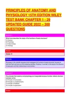 PRINCIPLES OF ANATOMY AND &NewLine;PHYSIOLOGY 15TH EDITION WILEY &NewLine;TEST BANK CHAPTER 1 - 29 &NewLine;UPDATED GUIDE 2022 &ndash; 300 &NewLine;QUESTIONS