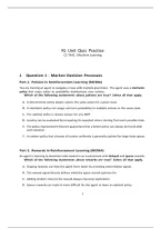 RL Unit Quiz Practice &NewLine;CS 7641 Questions With Answers Graded A&plus; Assured Success