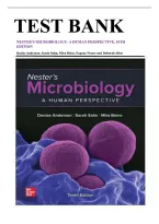 Test Bank for Nester's Microbiology&colon; A Human Perspective&comma; 10th Edition by Denise Anderson&comma; Sarah Salm&comma; Mira Beins&comma; Eugene Nester&comma; and Deborah Allen