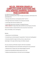 NCLEX  PREVIEW GRADE A&plus; &NewLine;COMPLETE EXAM QUESTIONS AND &NewLine;100&percnt; VERIFIED ANSWERS &lpar;2026&sol;2027&rpar; &NewLine;PASS GUARANTEE 