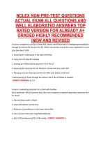 NCLEX NGN PRE-TEST QUESTIONS &NewLine;ACTUAL EXAM ALL QUESTIONS AND &NewLine;WELL ELABORATED ANSWERS TOP &NewLine;RATED VERSION FOR ALREADY A&plus; &NewLine;GRADED HIGHLY RECOMMENDED &NewLine;&vert;NEW AND REVISED