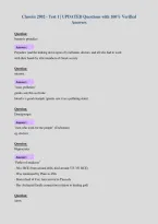 Classics 2902 - Test 1 &vert; UPDATED Questions with 100&percnt; Verified&NewLine;Answers