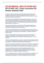 ATI RN MENTAL HEALTH EXAM 2023 WITH NGN 100 &percnt; Pass Guarantee No Retake Updated 2026