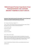 Medical-Surgical Nursing Comprehensive Exam WITH QUESTIONS AND ANSWERS 2026&sol;2027&sol; VERIFIED &sol;LATEST UPDATE