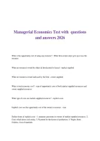 Managerial Economics Test with questions and answers 2026
