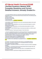 ATI Mental Health Proctored EXAM &lpar;Verified Answers&rpar; Newest 2026 Complete Questions and Correct Detailed Answers &vert;Already Graded A&plus;