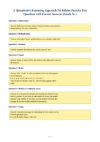 A Quantitative Reasoning Approach 7th Edition Practice Test&NewLine;Questions with Correct Answers &lpar;Grade A&plus;&rpar;