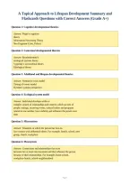A Topical Approach to Lifespan Development Summary and&NewLine;Flashcards Questions with Correct Answers &lpar;Grade A&plus;&rpar;