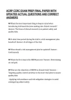 ACRP CCRC EXAM PREP FINAL PAPER WITH&NewLine;UPDATED ACTUAL QUESTIONS AND CORRECT&NewLine;ANSWERS