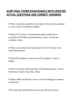 ACRP FINAL PAPER EXAM BUNDLE WITH UPDATED&NewLine;ACTUAL QUESTIONS AND CORRECT ANSWERS