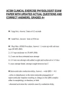 ACSM CLINICAL EXERCISE PHYSIOLOGIST EXAM&NewLine;PAPER WITH UPDATED ACTUAL QUESTIONS AND&NewLine;CORRECT ANSWERS&comma; GRADED A&plus;
