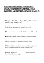 ACSM CLINICAL EXERCISE PHYSIOLOGIST&NewLine;EXAMINATION TEST WITH UPDATED ACTUAL&NewLine;QUESTIONS AND CORRECT ANSWERS&comma; GRADED A&plus;