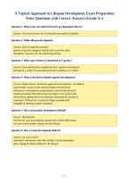 A Topical Approach to Lifespan Development Exam Preparation&NewLine;Notes Questions with Correct Answers &lpar;Grade A&plus;&rpar;