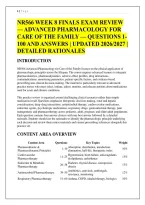 NR566 WEEK 8 FINALS EXAM REVIEW &NewLine;&mdash; ADVANCED PHARMACOLOGY FOR &NewLine;CARE OF THE FAMILY &mdash; QUESTIONS 1100 AND ANSWERS &vert; UPDATED 