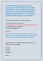 WGU D278 EXAM Scripting and Programming  &NewLine;Foundations&period; ACTUAL EXAM 2026 &vert;&vert; MOST RECENT &NewLine;EXAM 2026&vert;2027 ACTUAL COMPLETE REAL EXAM &NewLine;QUESTIONS AND CORRECT ANSWERS &lpar;VERIFIED &NewLine;ANSWERS&rpar; ALREADY GRADED A&plus; &vert; GUARANTEED &NewLine;SUCCESS&excl;&excl; NEWEST EXAM &vert; JUST RELEASED&excl;